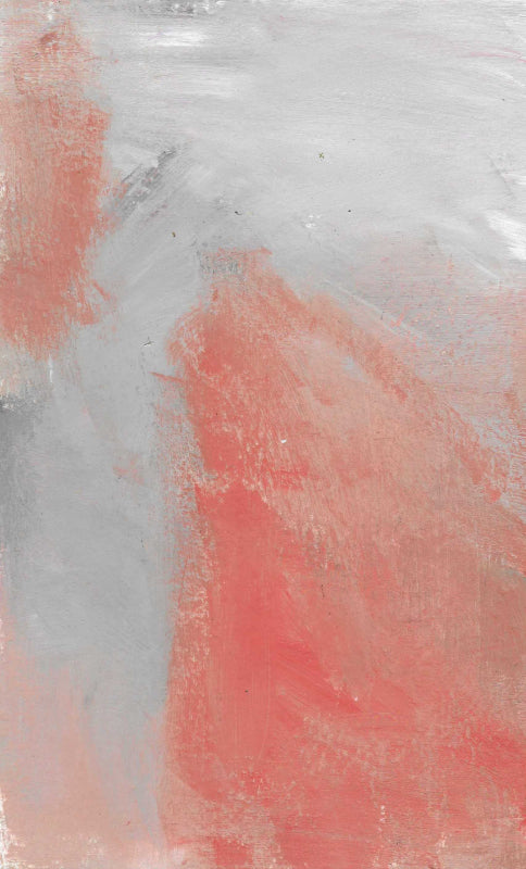 An abstract painting in blended soft pink and grey