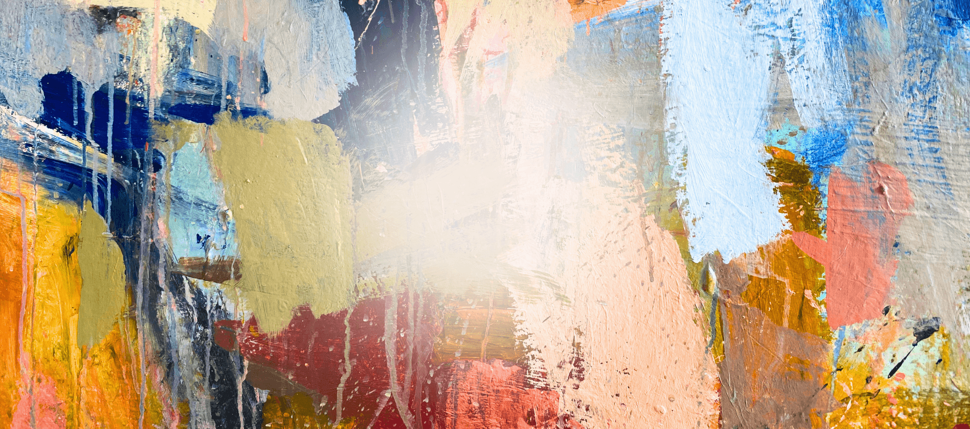 Abstract painting with a variety of colours and textures