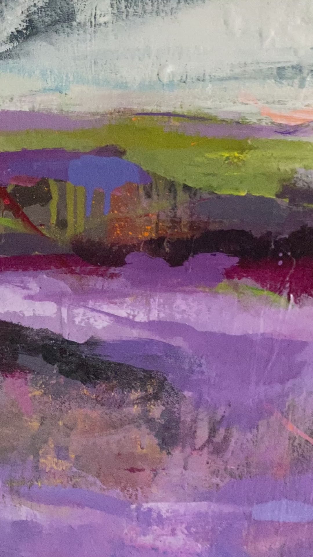 Video of Purple Reverie Painting, a Dorset New Forest landscape painting inspired by heather and sweeping heathlands.