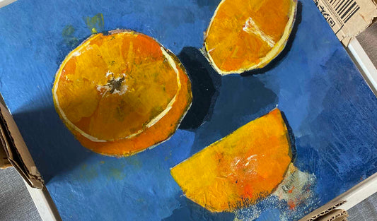 Framed image of Cheeky Orange Painting by Rebecca Hurst Artist