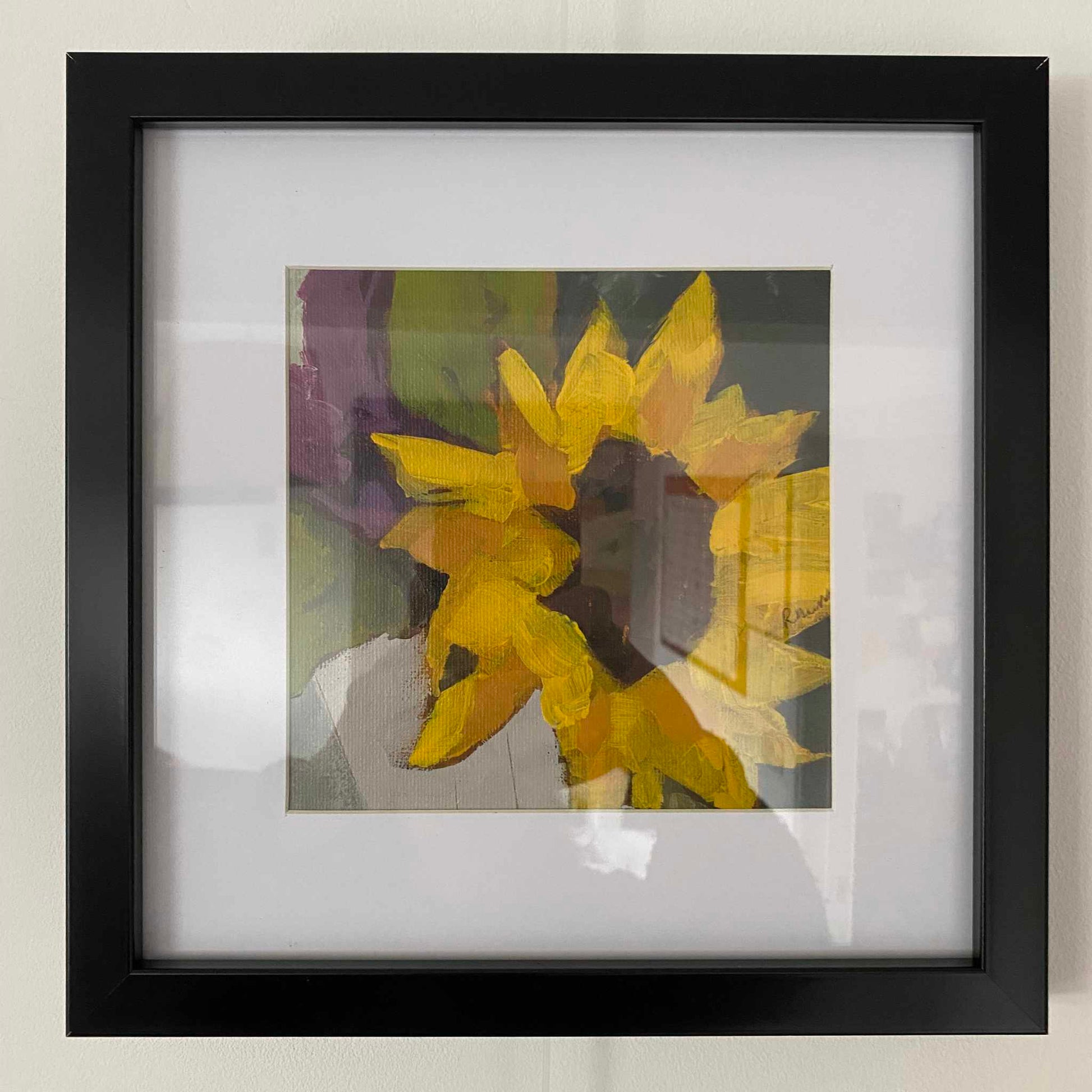 Sunflower Painting by Rebecca Hurst Artist in Black frame