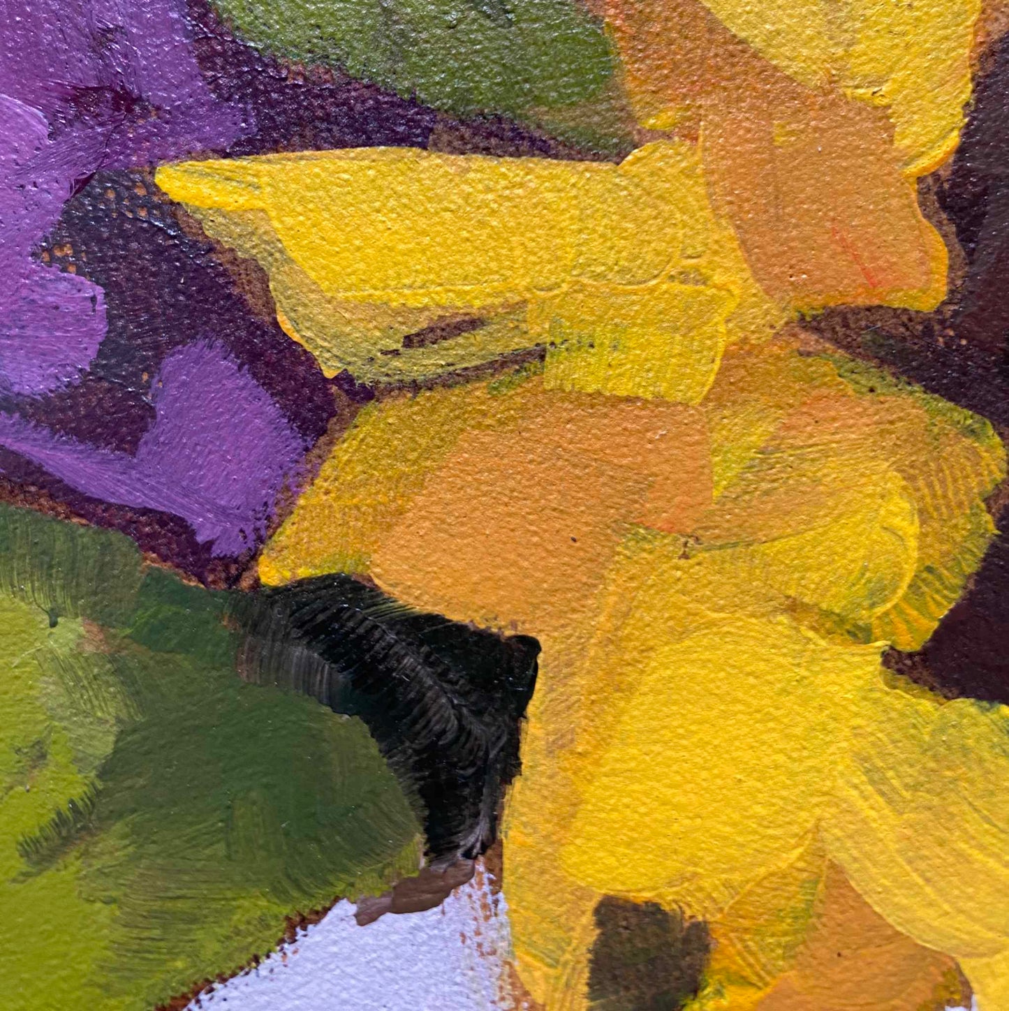 Close up of Sunflower painting by Rebecca Hurst Art