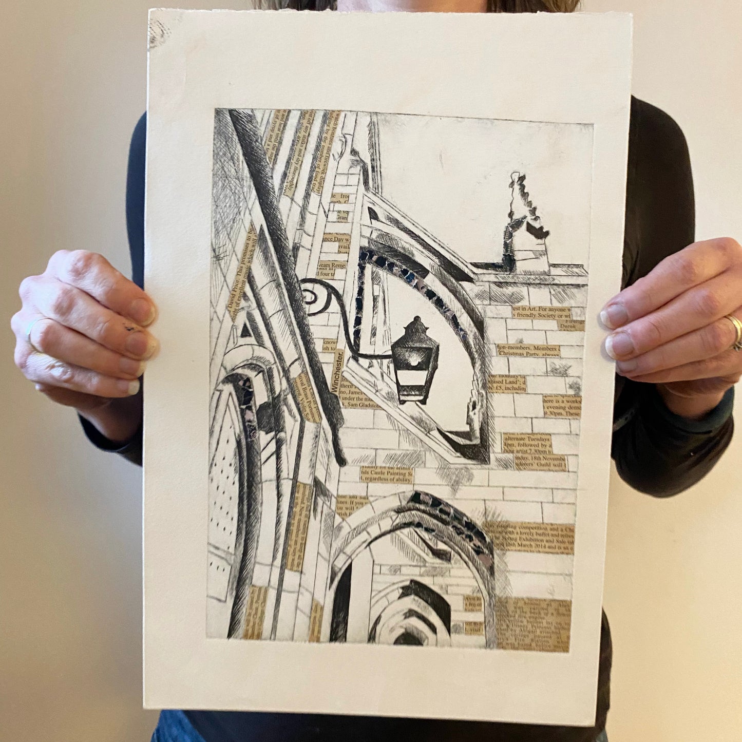 Winchester Cathedral Cloisters Etching - Collage